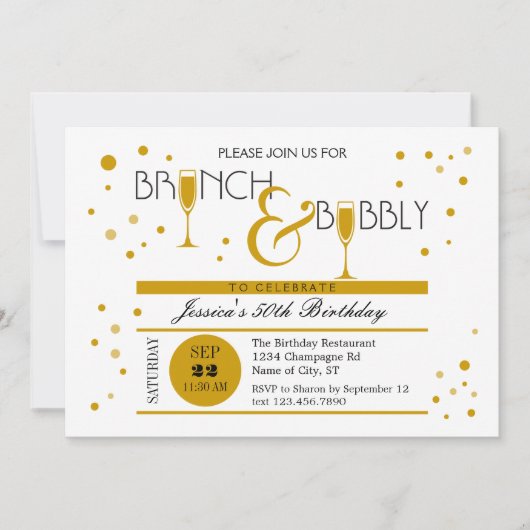 ブランチアンドバブリー誕生日招待状 招待状 (正面)