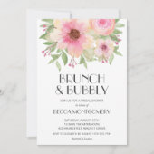 ブランチアンドバブリー赤面ピンクフローラブライダルシャワー 招待状 (正面)