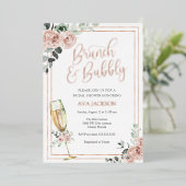 ブランチアンドバブリー赤面花模様ブライダルシャワー 箔招待状 (立ち正面)