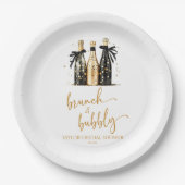 ブランチアンドバブリー金ゴールドシャンパンブライダルシャワー ペーパープレート (正面)