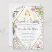 ブランチアンドバブルグリーンピンクリリーブライダルシャワー 招待状 (正面)