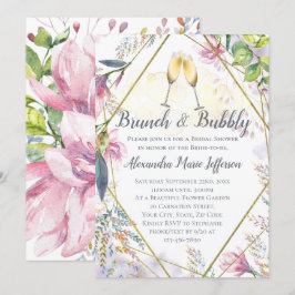 ブランチアンドバブルグリーンピンクリリーブライダルシャワー 招待状