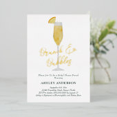 ブランチアンドバブルミモザカクテルブライダルシャワー 箔招待状 (立ち正面)