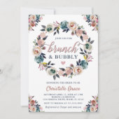 ブランチアンドバブーブリーネイビーダスティピンクブライダルシャワー 招待状 (正面)