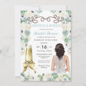 ブランチアンドバブーブリーミントグリーンカッティブライダルシャワー 招待状 (正面)