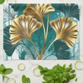 ブランチウィズゴールデン葉ズ銀行ビロバ キッチンタオル (折り畳み)