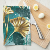 ブランチウィズゴールデン葉ズ銀行ビロバ キッチンタオル (四つ折り)