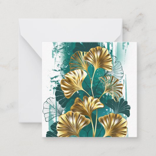 ブランチウィズゴールデン葉ズ銀行ビロバ ノートカード (正面)