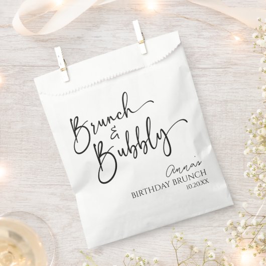 ブランチエレガントとバブリー誕生日ブランチパーティー フェイバーバッグ (クリップ留めされた状態)