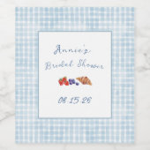 ブランチエレガントブライダルシャワーライトブルーギンガム ワインラベル (シングルラベル)