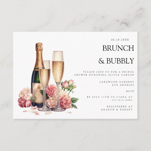 ブランチエレガント&バブリーブライダルシャワー招待 エンクロージャーカード (正面)