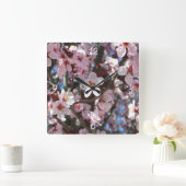 ブランチオブピンクフラムス春フローラ スクエア壁時計 (ホーム)