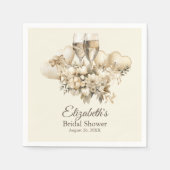 ブランチシャンパンフラワーズブライダルシャワー スタンダードカクテルナプキン (正面)