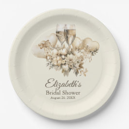 ブランチシャンパンフラワーズブライダルシャワー ペーパープレート