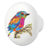 ブランチドアノブカラフルに可愛い鳥 セラミックノブ (右)