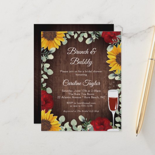 ブランチバブリーサンフラワーズバラワインブライダルシャワー (正面/裏面インサイチュ)