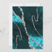 ブランチバブリーティール(緑がかった色)シルバーグリッターアゲートシャワー 招待状 (裏面)