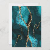 ブランチバブリーティール（緑がかった色）金ゴールドグリッターアゲートシャワー 招待状 (裏面)