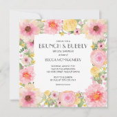 ブランチバブリーピンクフローラブライダルシャワー招待状 (正面)