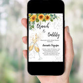 ブランチバブリーブライダルシャワーひまわり緑 招待状