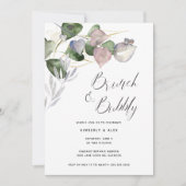 ブランチバブリーブライダルシャワーウォーターカラーユーカリ 招待状 (正面)