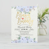 ブランチバブリーブライダルシャワーシックな水カラーフローラ 招待状 (スタンド正面)