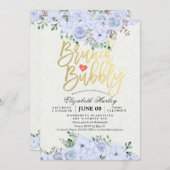 ブランチバブリーブライダルシャワーシックな水カラーフローラ 招待状 (正面/裏面)