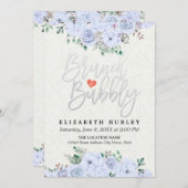 ブランチバブリーブライダルシャワーシックな水カラーフローラ 招待状 (正面/裏面)