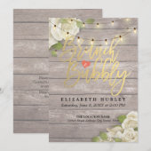 ブランチバブリーブライダルシャワーフローラストリングライト 招待状 (正面/裏面)