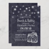 ブランチバブリーブライダルシャワーメイスンジャールストリングライト 招待状 (正面/裏面)