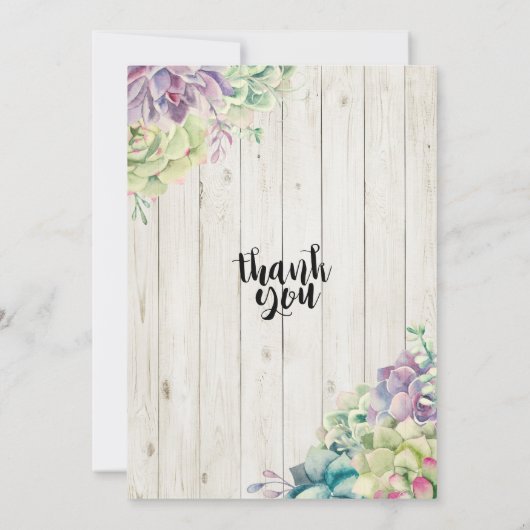 ブランチバブリーブライダルシャワー多肉質素朴木材 招待状 (裏面)