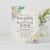 ブランチバブリーブライダルシャワー多肉質素朴木材 招待状 (スタンド正面)
