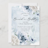 ブランチバブリーブライダルシャワー水彩ブルーフラワー 招待状 (正面)