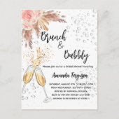 ブランチバブリーブライダルシャワー赤面パンパスグラス インビテーションポストカード (正面)