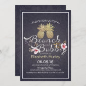 ブランチバブリーブライダルシャワー金ゴールドパイナップルカップル 招待状 (正面/裏面)