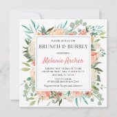 ブランチバブリー春ピーチフローラブライダルシャワー 招待状 (正面)