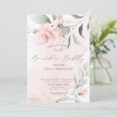 ブランチバブリー淡い色のブライダルシャワーピンクフローラ 招待状 (スタンド正面)