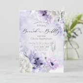 ブランチバブリー誕生日水カラー薄紫ポピー 招待状 (スタンド正面)