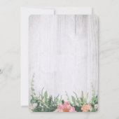 ブランチバブリー赤面ピンクフローラワインブライダルシャワー 招待状 (裏面)