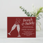 ブランチバブリー |ダークレッド白黒ブライダルシャワー 招待状 (スタンド正面)