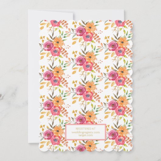 ブランチバブーブリーウォーター色フローラ秋ブライダルシャワー 招待状 (裏面)