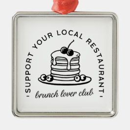 ブランチパンケーキ愛好家おもしろい引用文 メタルオーナメント