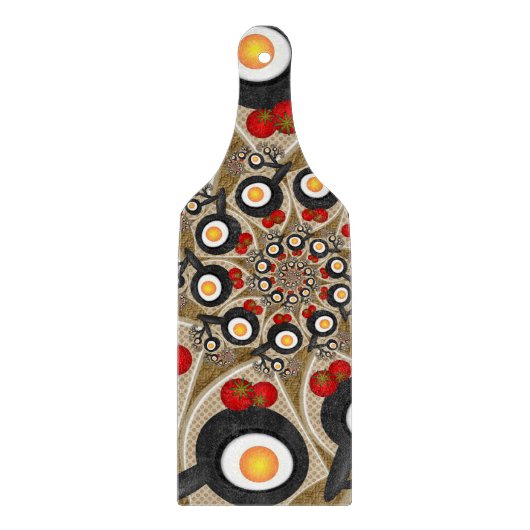 ブランチフラクタルアートおかしい料理、トマト、卵 カッティングボード (正面)