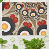 ブランチフラクタルアート面白い食べ物、トマト、卵 キッチンタオル (折り畳み)