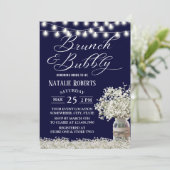 ブランチブライダルシャワー素朴フローラジャールネイビーブルー 招待状 (スタンド正面)