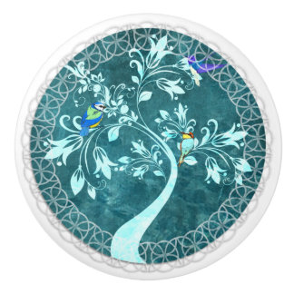 ブランチブルーカントリーセラミックプルの鳥 セラミックノブ