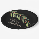 ブランチベリーオンブラッククリスマス ペーパープレート (アングル)