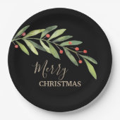 ブランチベリーオンブラッククリスマス ペーパープレート (正面)