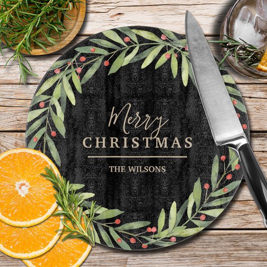 ブランチベリーオンブラックメリークリスマス カッティングボード