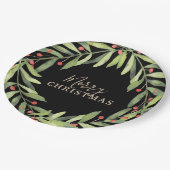 ブランチベリーオンブラックメリークリスマス ペーパープレート (アングル)